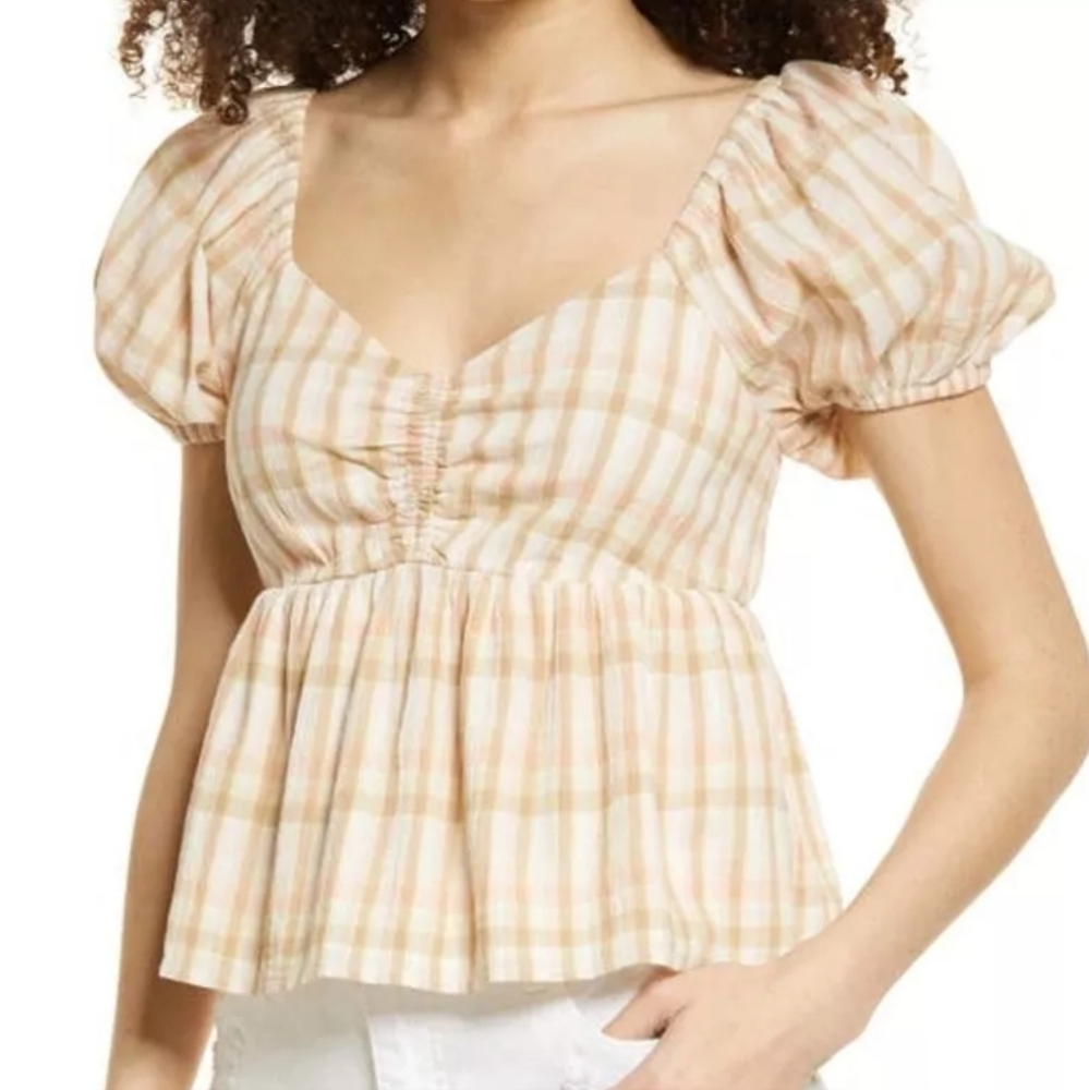 Plaid Babydoll Top NWOT